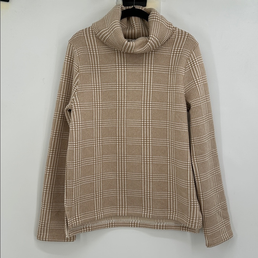 J.Crew Long-sleeve funnelneck pullover NWT Size Medium in Camel Ivory - Picture 3 of 9